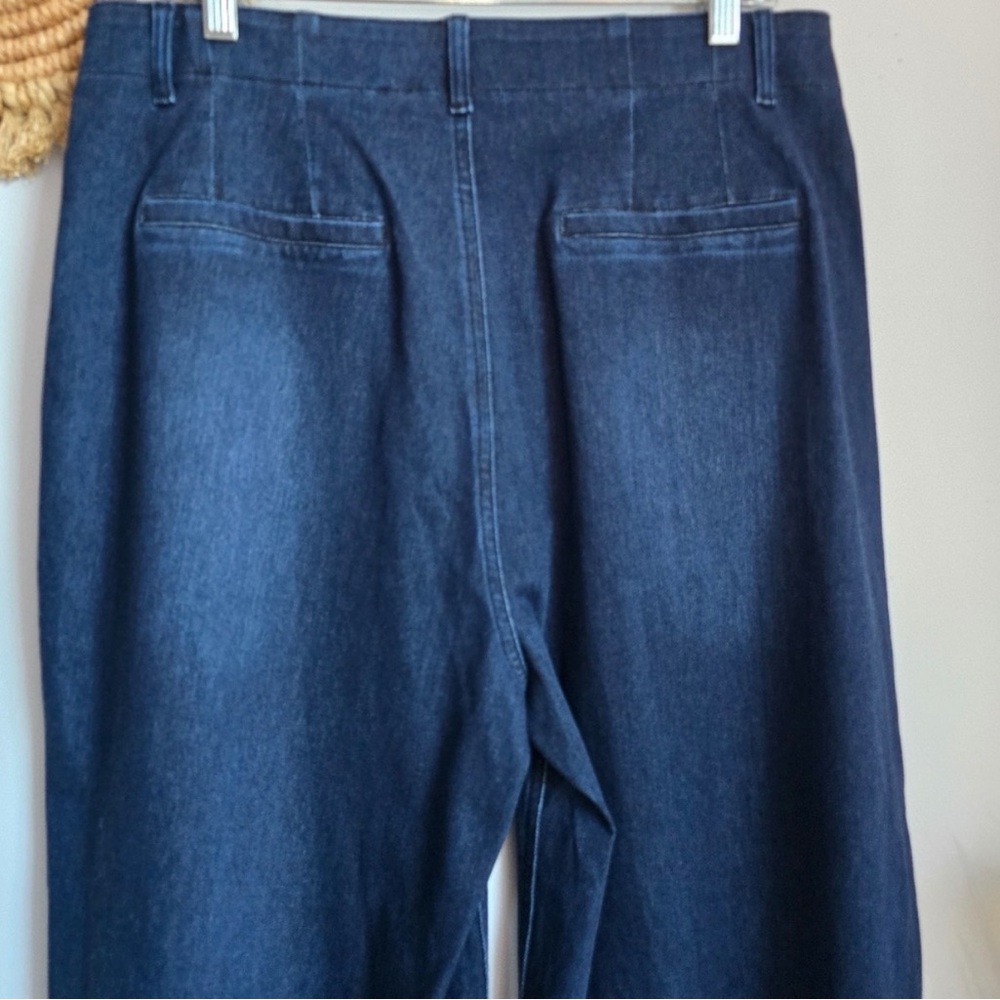 HALARA FLex High Waist Pocket Dark Wash Wide Leg Soft Stretch Jeans SZ Large 70s - Picture 7 of 10